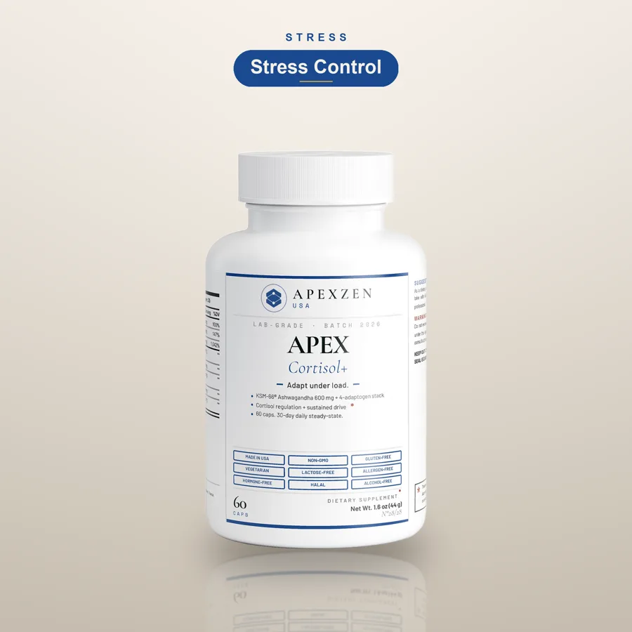 Apexzen Apex Cortisol+ KSM-66 Adaptogen Stack